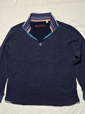 Robert Graham Men's Navy Quarter-Zip Sweater